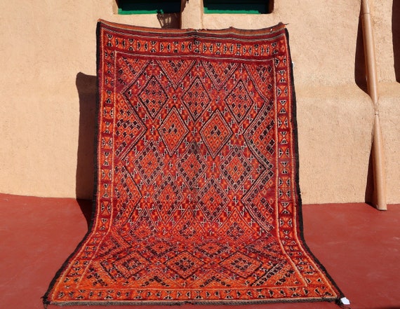 Authentic 6x10 Vintage Beni Mguild Rug, Moroccan Berber Tribal Handwoven, Boho Art Decor