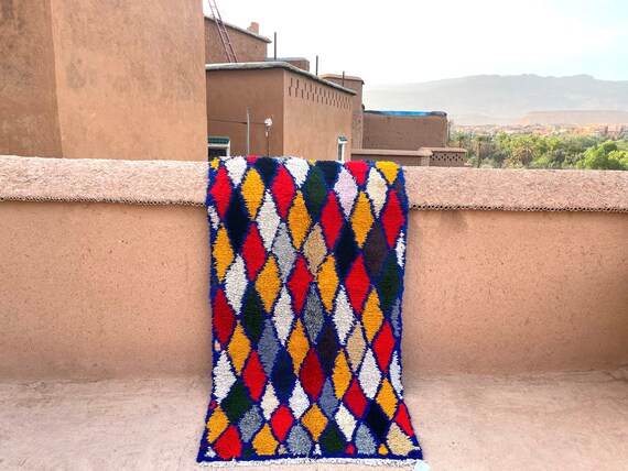 Beautiful Moroccan Rug - 3x7 Feet - Vintage Moroccan Runner - Boucherouite Rug - handmade colorful rug - 7,2 x 3,3 feet