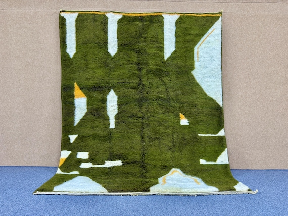 Green Luxury Mrirt Rug 6x8 - Handcrafted Moroccan Rug - Premium Wool Aria Rug - Living Room Carpet