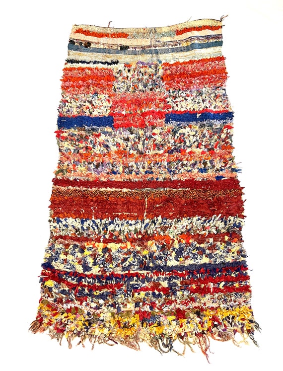 Amazing area rug 4x7 Feet - Boucherouite rug - Handmade vintgae rug - Colorful moroccan rug - 7x4 Feet
