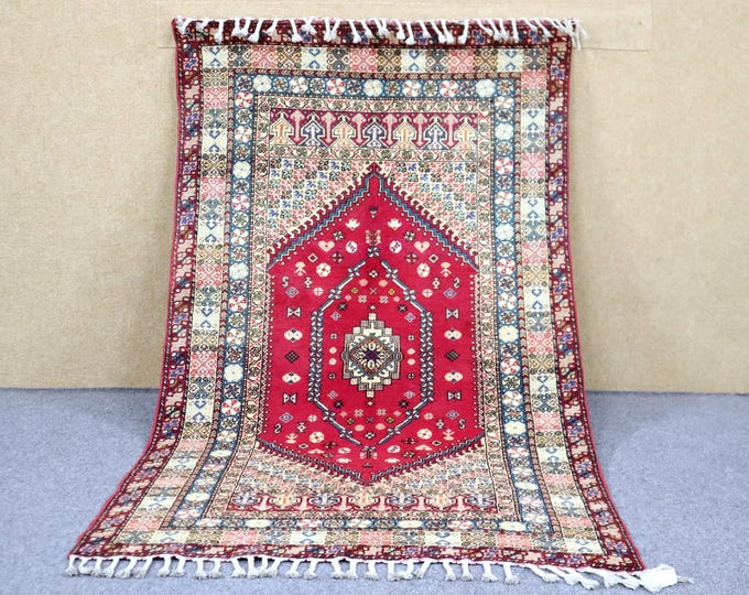 Premium Quality Moroccan Rug 4x7 - Natural Wool Area Rug - Handwoven Berber Rug - Moroccan Rug For Living Room