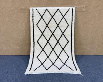 Scandinavian Style Rug – Authentic Beni Ourain 3x5 Ft – Soft Wool & Tribal Design – Handwoven Beni Ourain Carpet – Natural Wool And Soft