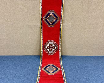 Moroccan Handmade Red Runner – Berber Long Rug 2x11 ft– Entryway or Hallway Decor – Bohemian Rug – Authentic Moroccan Wool Rug