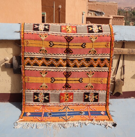 Beautiful Berber Rug 4x7, Moroccan Rug, Multicolored Boho Rug, Glaoui Tribal Rug, Taznakht Rug, Moroccan Wool Rug, Bohemian Decor