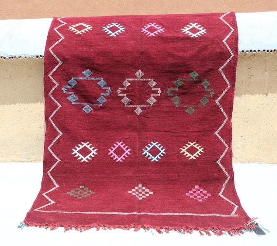 AUTHENTIC BERBER MOROCCAN rug, 3x6 rug, flat weave kilim rug, boujad rug, handmade rug, morrocan rug