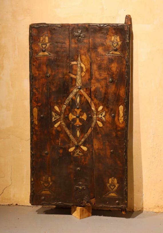 morroccan door, african door pull, cedar door, 17x32 inch door