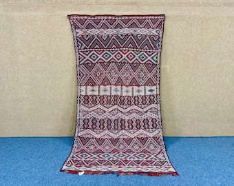 Vintage Moroccan Rug 5x9 - Handmade Beni Mgluid Rug - Unique Berber Rug - Moroccan Flatweave Rug - Pure Wool Rug - Free Shipping