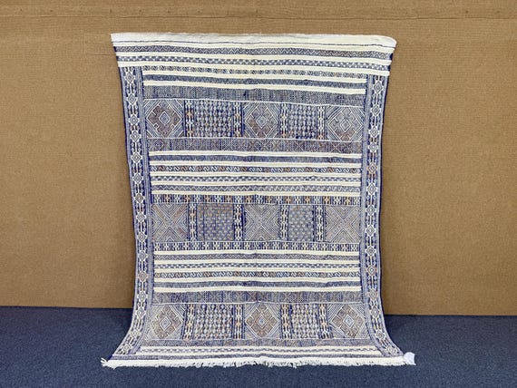 Berber Nomad Kilim Rug 6 x 7 ft – Handwoven Moroccan Flatweave Wool Carpet – Boho Tribal Decor - Vintage Style Kilim – Free Shipping