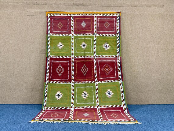 Moroccan  Berber Glaoui Rug 5x8 ft – Moroccan Handmade Wool Carpet – Unique Designs Rug – Living Room Rug – Moroccan Home Decor