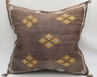 BROWN MOROCCAN cactus silk PILLOW 18x18 throw pillow cover, handmade pillow cover, halloween pillow