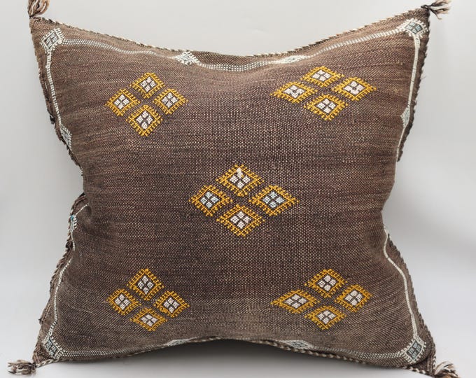 BROWN MOROCCAN cactus silk PILLOW 18x18 throw pillow cover, handmade pillow cover, halloween pillow