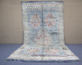 Vintage Moroccan Rug 7x12 - Handmade Wool Area Rug - Large Berber Rug - Authentic Handwoven Moroccan Rug for Living Room