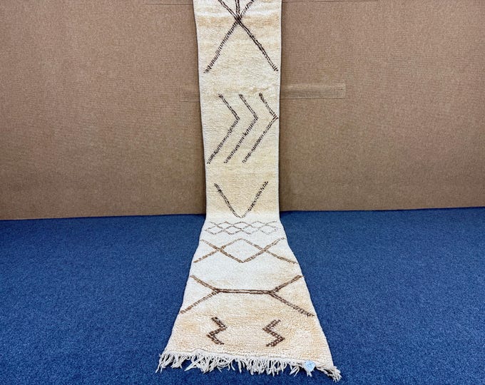 Moroccan Runner Rug – Boho Hallway Rug – Long Wool Rug Handmade in Morocco
