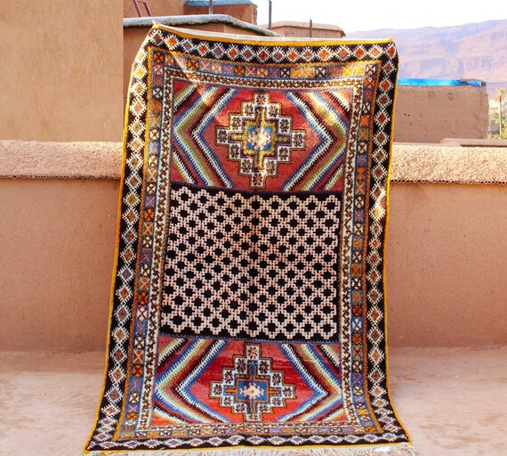 Amazing Moroccan rug 5.3 x 8.5 feet - Taznakht rug - Wool area rug - Boho rug - geometric rug living room - multicolor handmade rug