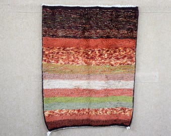 Moroccan Beni Mrirt Rug 3x5 - Handmade Berber Area Rug - Soft High Pile For Living ROOM Bedroom - Striped Wool Rug
