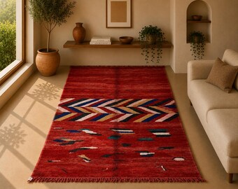 Authentic Beni Mrirt Carpet 5x8 ft– Moroccan Wool Rug – Handmade Berber Design Rug– Soft Mrirt Rug –Moroccan Living Room Rug –Free Shipping