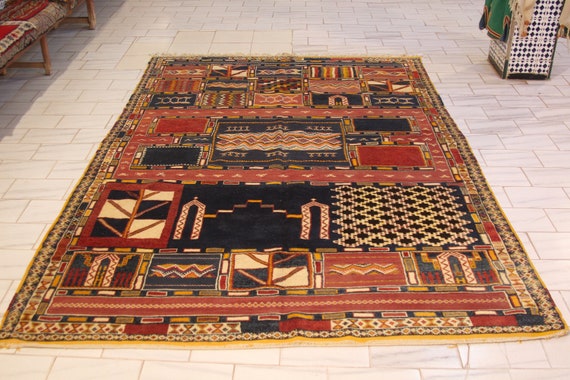 MOROCCAN GLAOUI RUG - 7x11 rug, taznakhet rug, kilim rug, bohemian decor