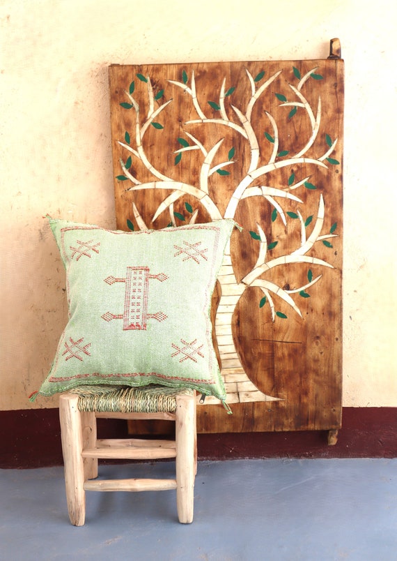GREEN MORROCAN cactus silk PILLOW 18x18 pillow covers, handmade throw pillow cover, halloween pillow