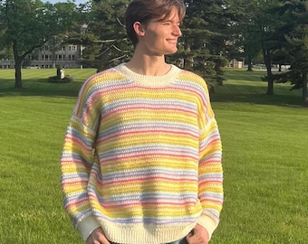 Unisex Pastell Streifen Häkeln Pullover Muster