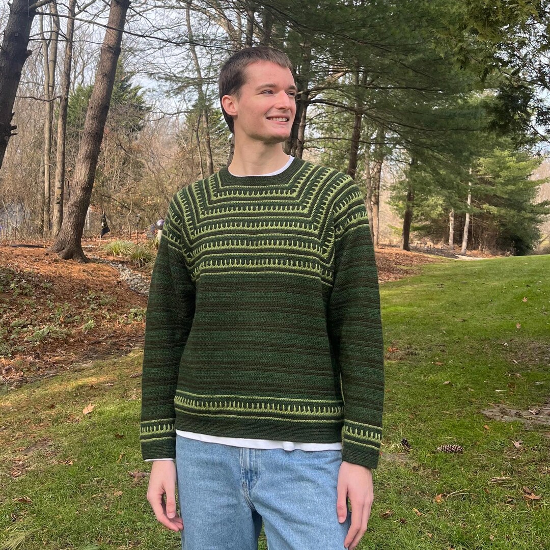 Unisex Mossy Peaks Crochet Sweater Pattern - Etsy