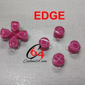 PS5 button, pink/white transparent, compatible with DualSense/Edge