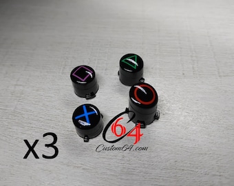 Konvolut von 3 Vintage Xbox One-Knopfsets, PlayStation glänzend