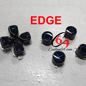 black/transparent blue PS5 button compatible with DualSense/Edge