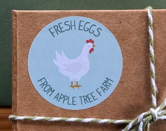 Fresh Egg Stickers, Custom Chicken Egg Box Labels, Farming Labels, Custom Round Labels For Hen Egg Carton Boxes, Freshly Laid Farm Eggs