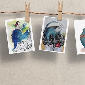 Set mit illustrierten Postkarten von Sant Jordi 2025. Originelles Geschenk. Lokale, katalanische Kunst.