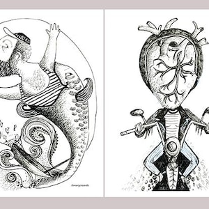 Ensemble de 4 cartes postales noir et blanc
