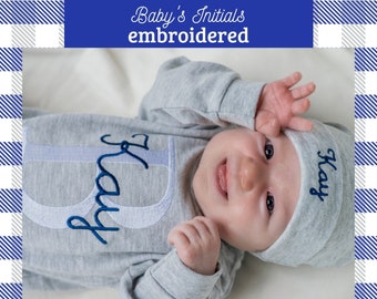 Baby Boy Coming Home Outfit for Newborn Personalized Sleeper Monogrammed Baby Gift Baby Shower Gift Size Newborn/0-3Months