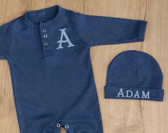 Baby Boy Coming Home Outfit Newborn Personalized Sleeper Monogrammed Baby Gift Baby Shower Gift