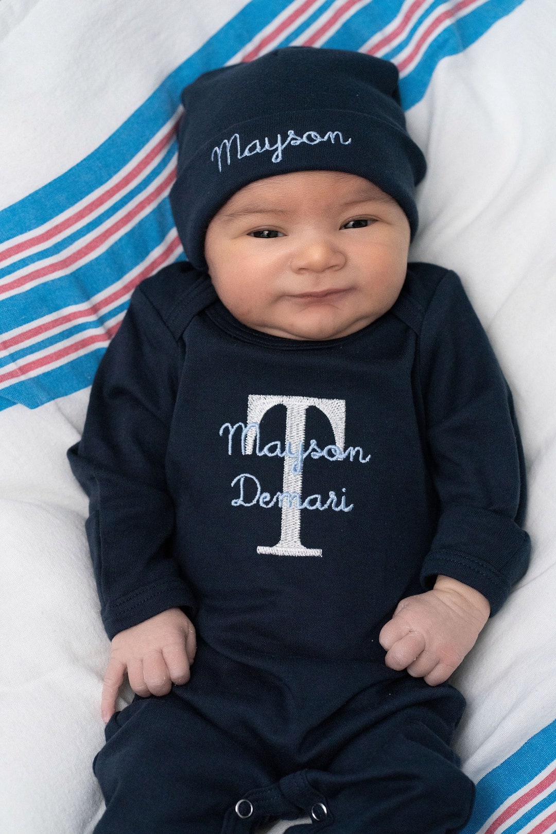 Newborn Boy Coming Home Outfit Personalized, Baby Boy Hat, Baby Shower