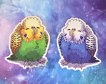 Budgie Borbs - Green and Blue - Die Cut Vinyl Sticker 3in