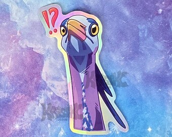 Funny Blue Heron  - Die Cut Holographic Sticker 3in