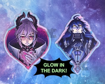 Durin & Flins  - Genshin Impact -  Die Cut Glow-in-the-Dark Holographic Sticker 3in