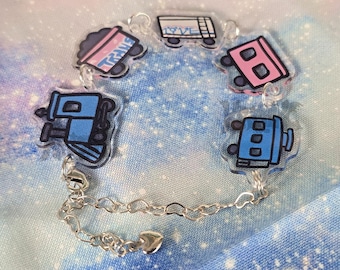 Trains Train Acrylic Bracelet - Custom Sizing