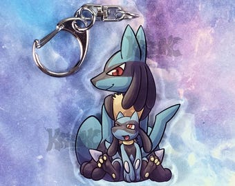 Lucario & Riolu - 2.5 inch Double Sided Clear Acrylic Keychain