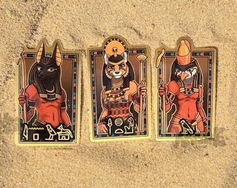 Egyptian Gods: Anubis, Horus, Sakhmet -  - Die Cut Vinyl Gold Brushed Sticker 3in