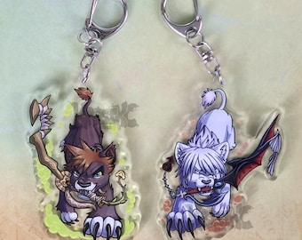 Sora & Riku Lion with Keyblade - 2.5 inch Double Sided Clear Acrylic Keychain