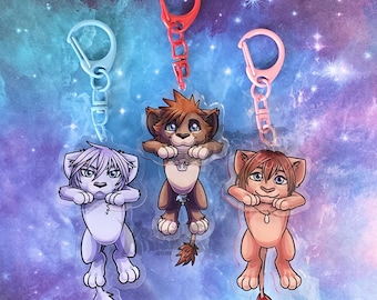 Sora, Riku and Kairi Lions - Swaying 3in Clear Acrylic keychains