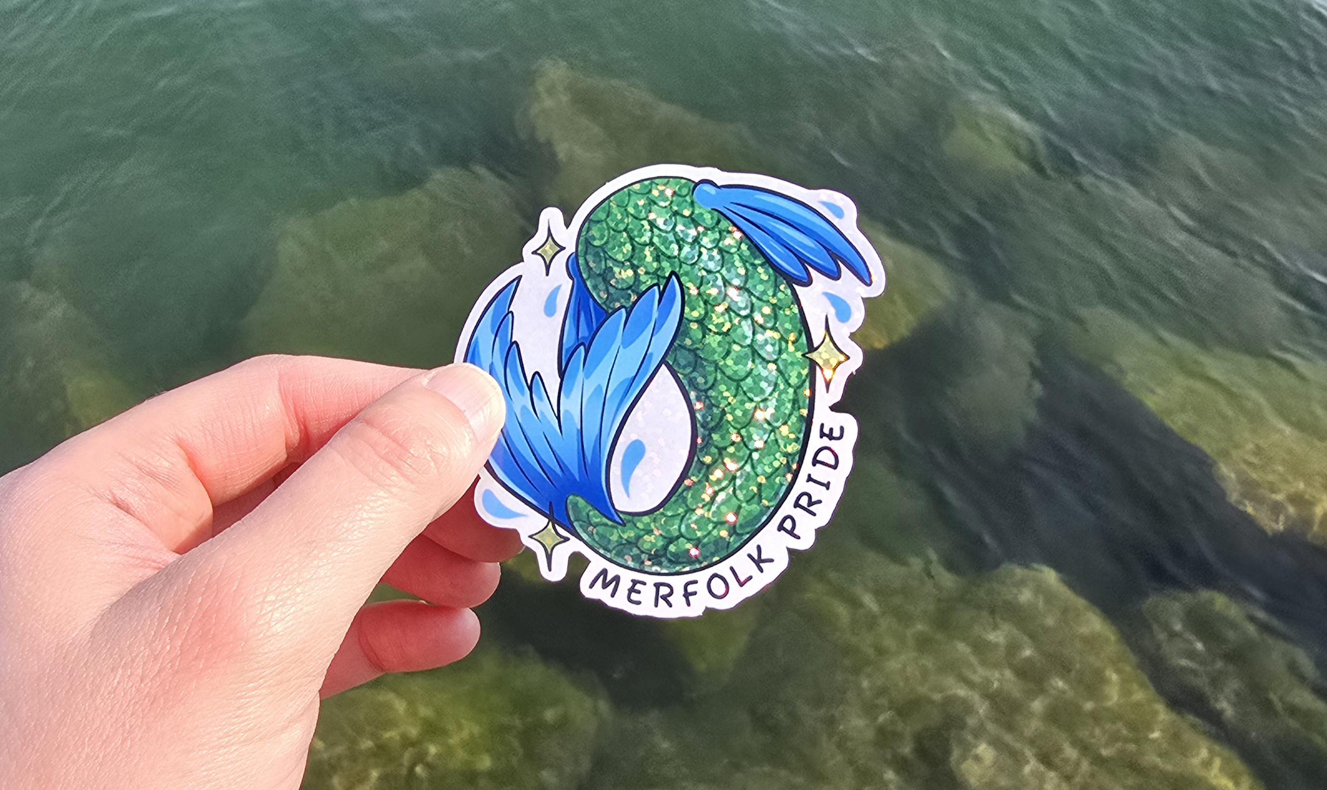 Merfolk Pride Glitter Holographic Die Cut Vinyl Sticker 3in Mermaid ...