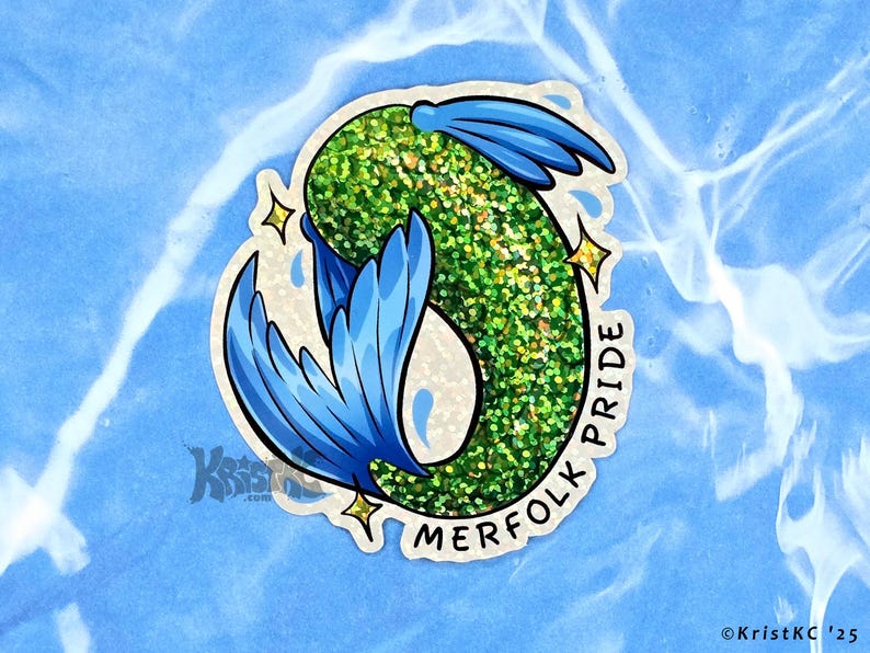 Merfolk Pride Glitter Holographic Die Cut Vinyl Sticker 3in Mermaid ...