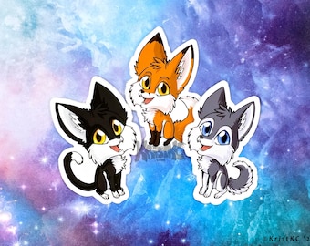 Cat, Fox, Husky Dog Die Cut Vinyl Sticker 3in
