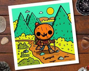 Lámina artística de Halloween con temática de excursionistas / Obra de arte original de Spooky Shake Studios