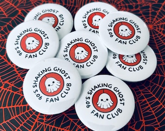 90s Shaking Ghost Button: Halloween Nostalgia Pin