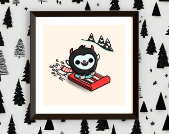 Krampus Art Print | Spooky Holiday Card Stock Decor