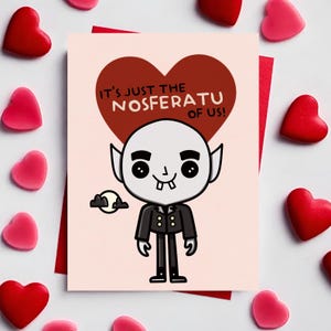 Carte Saint-Valentin effrayante de vampire | Carte mignonne de Valentine de Nosferatu | Carte de Valloween | Carte d'anniversaire de vampire