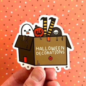 Halloween Decorations Sticker| Box of Halloween Decorations Sticker | Cute Halloween Sticker | Spooky Cute Sticker