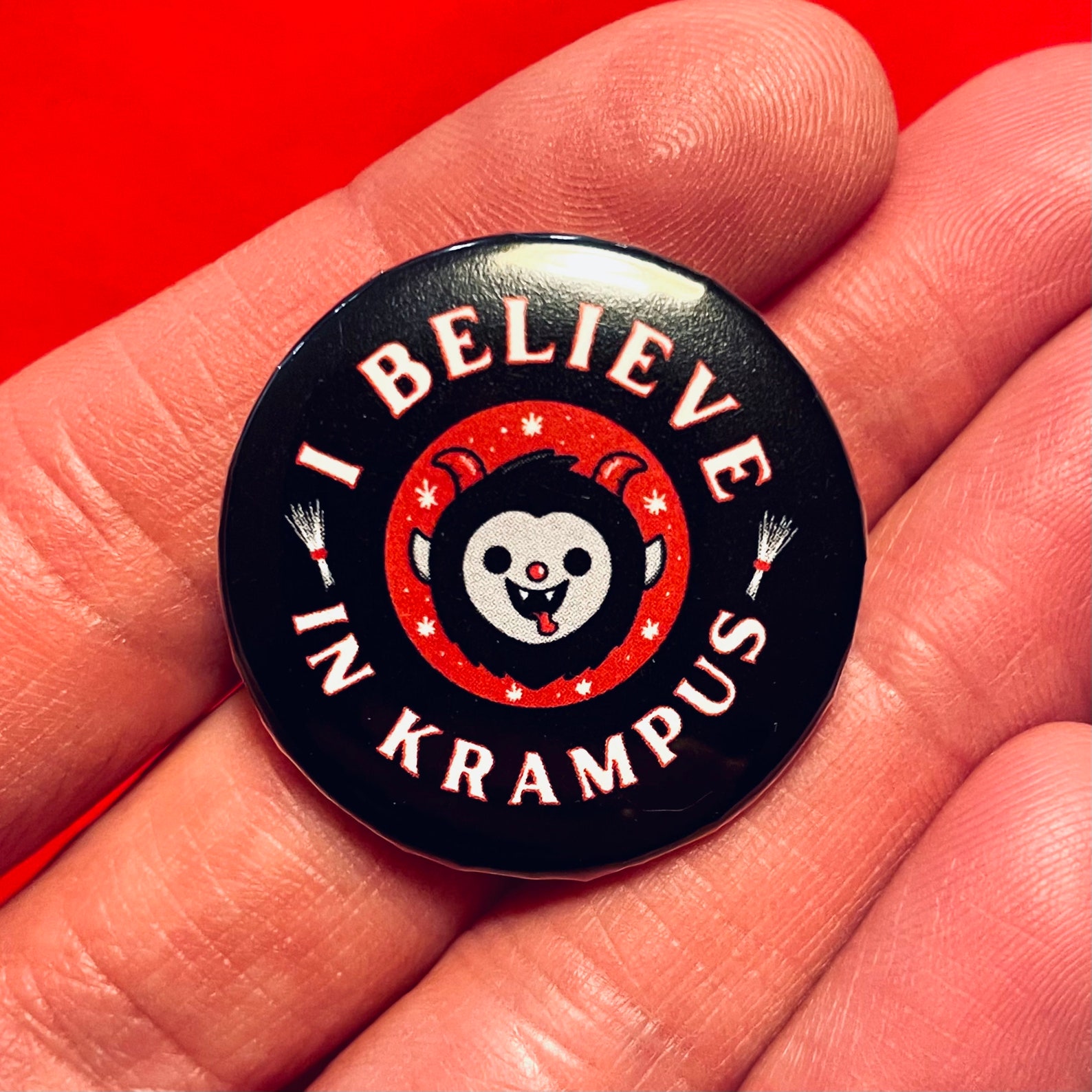 I Believe in Krampus Button: Creepmas Pin